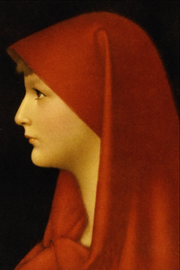 SOLD Saint Fabiola Enamel, After Jeanne Jaques Henner, by René BARLAUD Master Enameller of France,  Limoges France  circa 1930