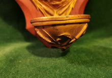Load image into Gallery viewer, Holy Water Font, Oak Base With Gilded Bronze Plate and Bronze Corpus Christi, Presentation to Louis Tisserand 1906, 30x16 Centimetres