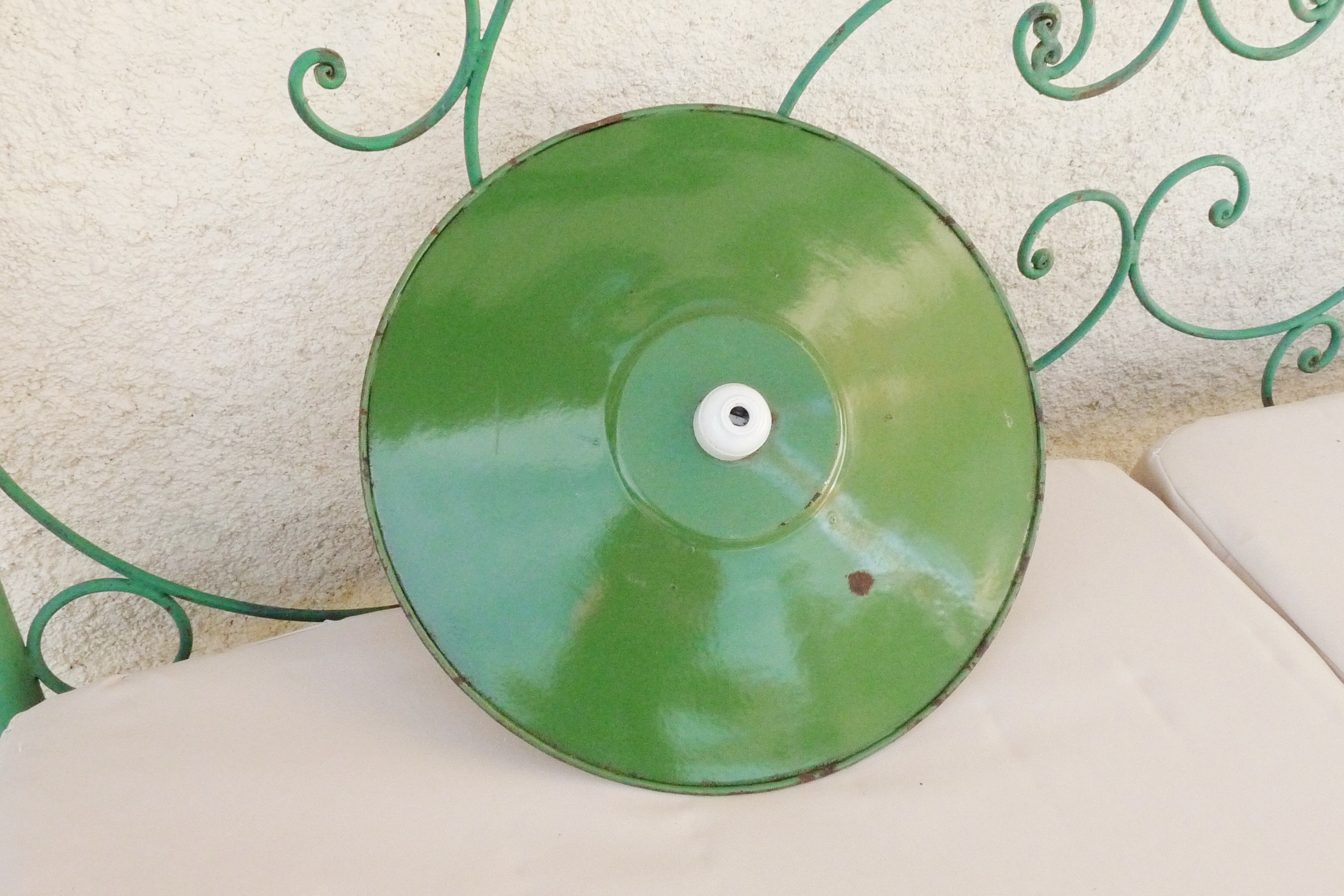 Antique Enamel Shade With Original Fitting