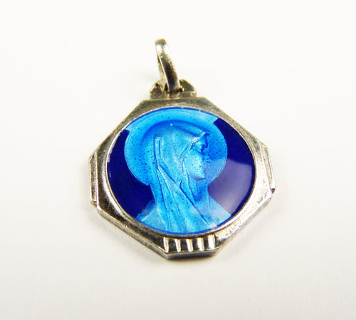 Christian Enamel Medal Of The Virgin Mary, Silver by Jean Cassagnet Circa 1895