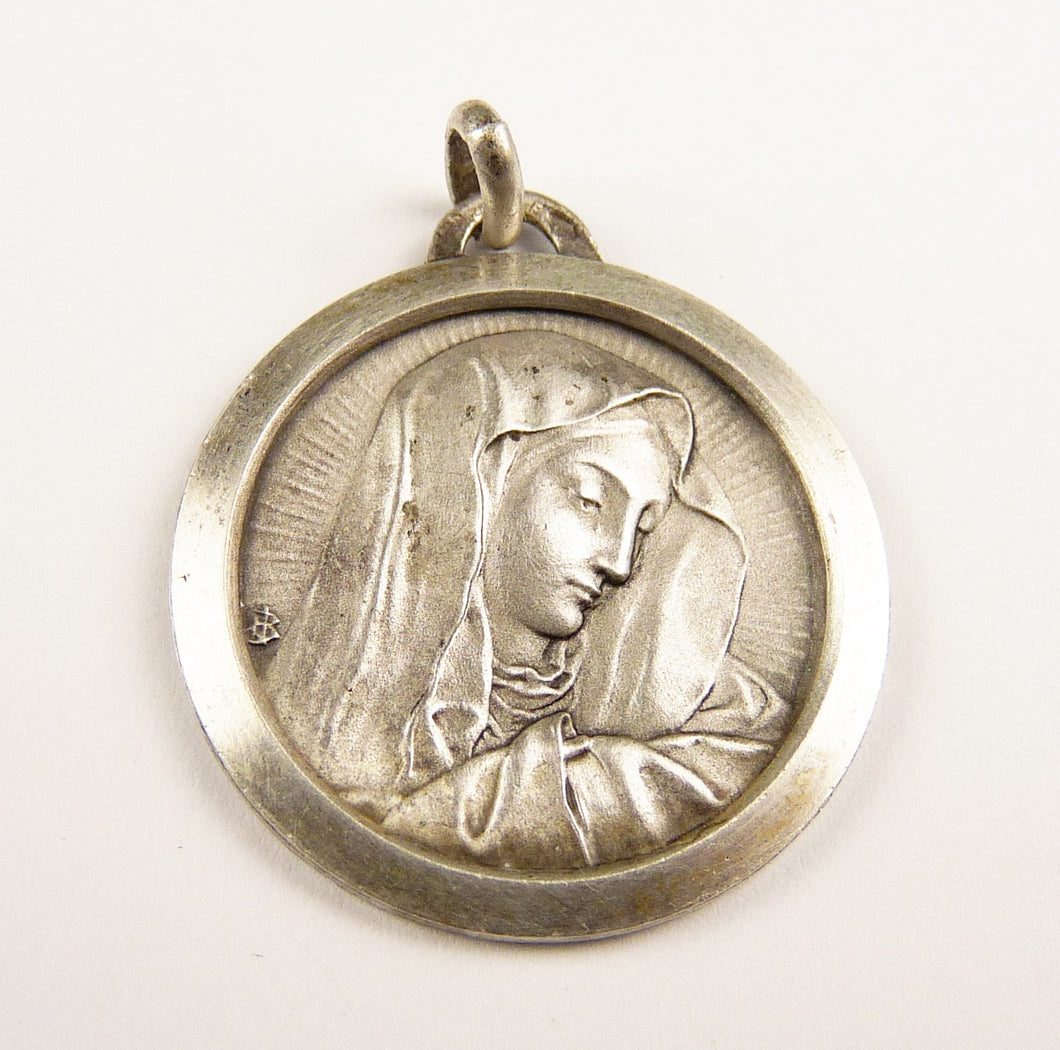 The Virgin Mary Mother of Sorrows Christian Medal, Matre Dolorosa, Sterling Silver by Jean Balme