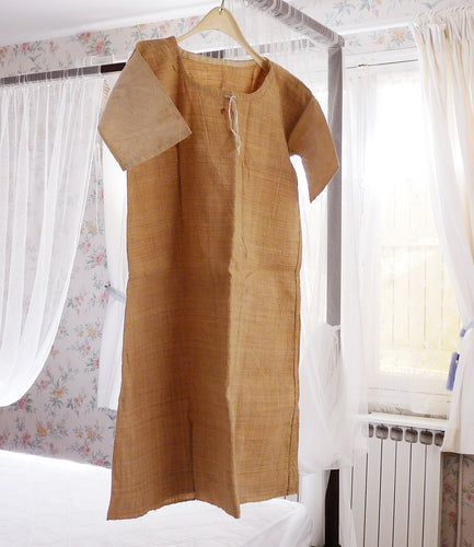 Antique Hemp Nightdress/Shirt, Unused, French, Winter/Autumn Weight Circa 1860, Mono F.C. Unused