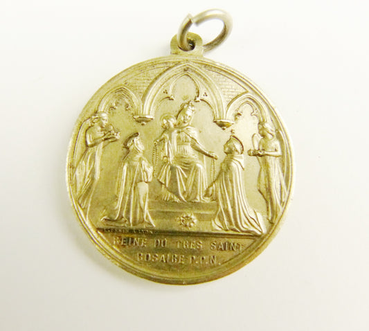 Antique Bronze Virgin Mary Medal by Ludovic Penin, c. 1860