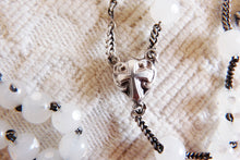 Load image into Gallery viewer, SOLD Antique Catholic Rosary, Hand Carved Anandalite Beads, Silver Chain, Puffed Link Medal and Cross With J M, Circa 1880