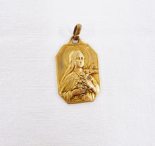 Load image into Gallery viewer, Saint Therese Of The Roses Medallion by Oscar Ruffoni, French, Gold Plated, circa 1910 With 18&quot; 925 Silver Chain