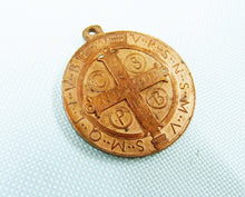 Load image into Gallery viewer, SOLD Antique Saint Benedict Copper Medal, Copper Benedictine Medal, 19th Century