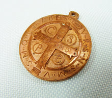Load image into Gallery viewer, SOLD Antique Saint Benedict Copper Medal, Copper Benedictine Medal, 19th Century