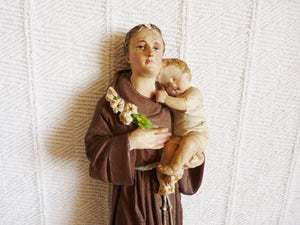 St Anthony Of Padua, Antique Polychrome Statue, Circa 1850, Lovely Condition, 32 Centimetres Tall