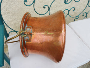 Antique Copper Pot, French, Completely Hand Made Heavy Pot with Brass Handle 30 x 35 x 25 cm, Beautiful Condition, Exceptional Quality