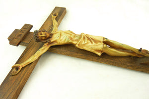 Antique Crucifix, Cold Painted Bronze, Probably Austrian, Early 19th Century, 27 x 19 Centimetres