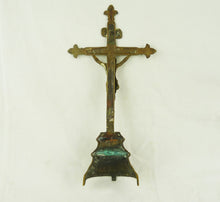 Load image into Gallery viewer, Antique French Altar Crucifix, Handmade in Solid Gilded Bronze, Folk Art, 17th Century, 29x15 Centimetres