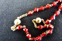 Load image into Gallery viewer, Antique Child&#39;s Rosary, Garnet and Silver Beads, Silver Chain and Cross, Cloisonné Case