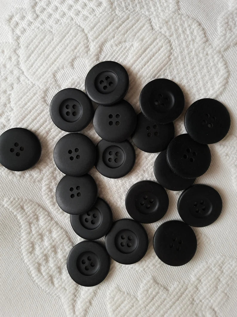 24 bottoni neri vintage Ralph Lewin, 18 o 23 mm, mai usati