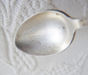 Antique Baptism Spoon, By Louis Poulain, Silver Virgin Mary Medal Signed  Lassere, Circa 1910