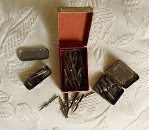 Antique Calligraphy Pen Nibs, French, Baignol & Farjon and Blanzy Poure, Original Carton