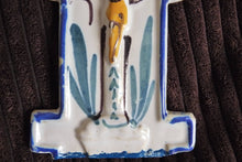 Load image into Gallery viewer, Antique Faience Cross Wall Plaque, Nevers France 1750-1800, Slight Repair At Base