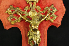 Load image into Gallery viewer, Holy Water Font, Circa 1870, Red Velvet Base, Gilded Corpus Christi, Ormolu Setting