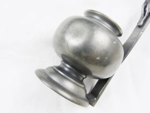 Holy Water Font, Antique Pewter Stoup, Frog Insignia On Base, Circa 1860