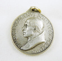 Load image into Gallery viewer, Christian Medal Pope Pious XII, Silver Plated, Circa 1958, With 18 Inch Silver Chain