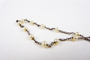 Antique Bracelet, Silver Chain,Gold Washed Silver Medal Of The Virgin Mary, 11 Pearls