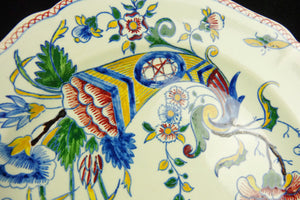 Antique Faience Plate By Gien of France, Dated 1855-60, Stapled At Rear, Cornucopia Design