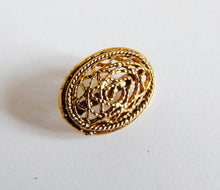 Load image into Gallery viewer, Set Of 12 Vintage French Made Buttons, Filigree Bronze, 15 x 12 mm, Self Shank