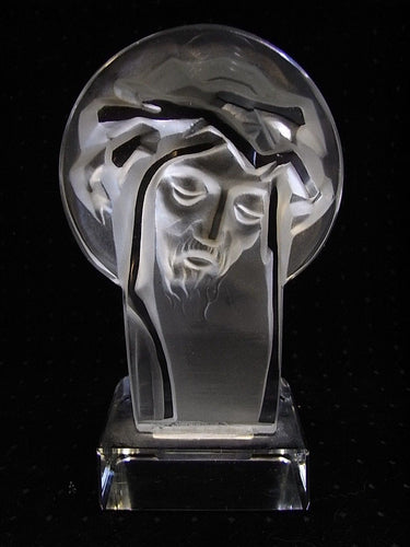 Crystal Head Of Christ, Art Deco, French, Circa 1930, Flawless Lead Crystal