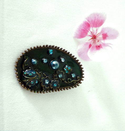 Vintage Bronze and Enamel Pendant French circa 1920