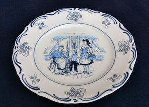 Vintage Winterling Plate Decorated by LES Porcelaine with Engel Decor circa 1950