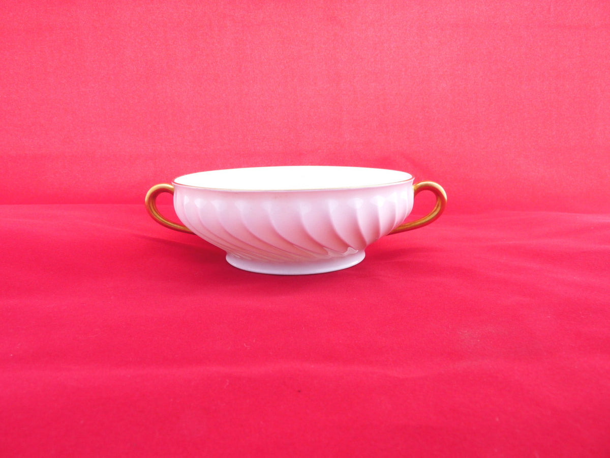Winnage porcelanowa miska Haviland Limoges, złocone uchwyty, ok. 1960 r.